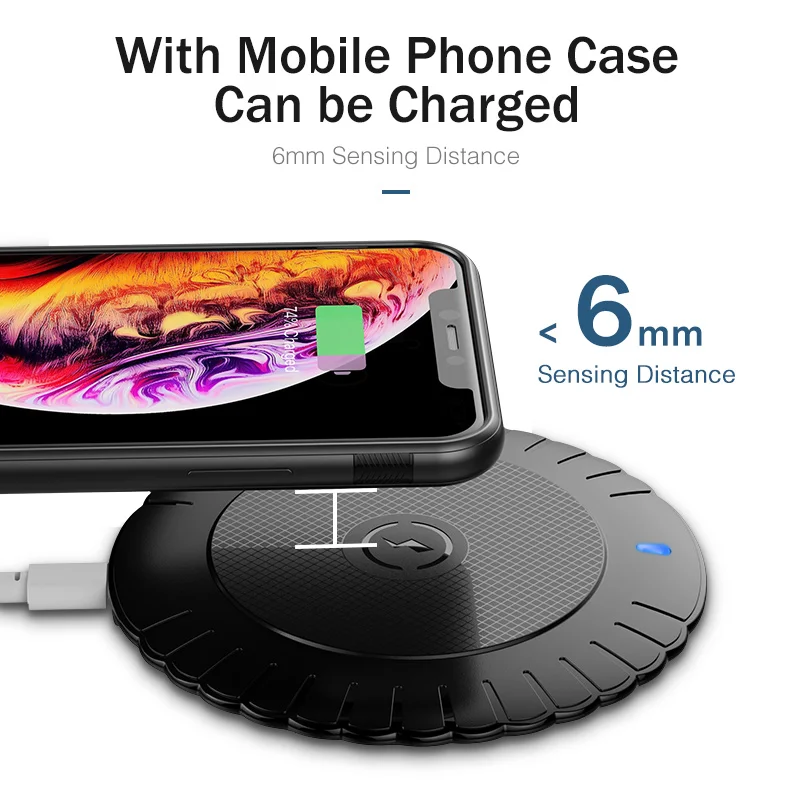 YKZ 10 Вт Беспроводное зарядное устройство для iPhone X XS Max XR 8 Plus портативный Быстрый