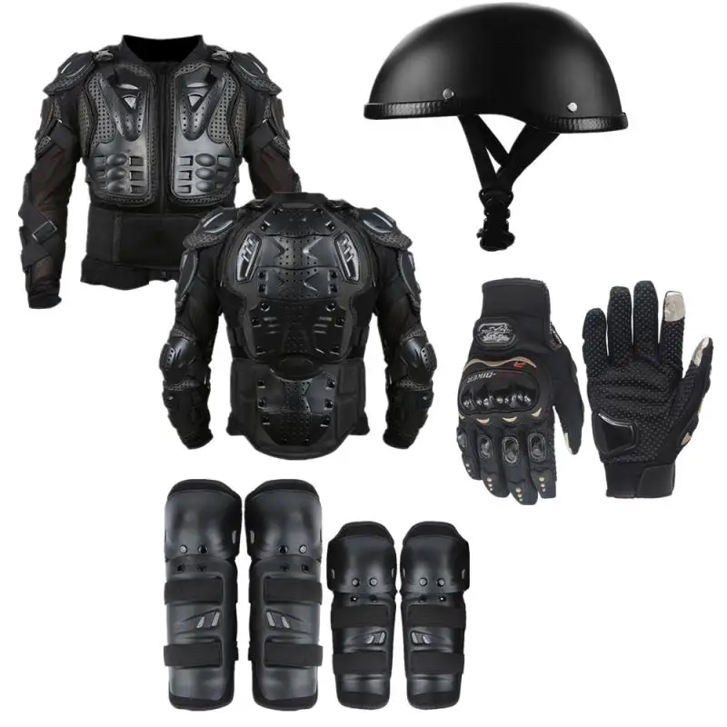 Motorcycle Protective Gear Set Helmet Full Body Armor Vest Knee Pads Elbow Pads Full Finger Gloves Protection Riding Gear