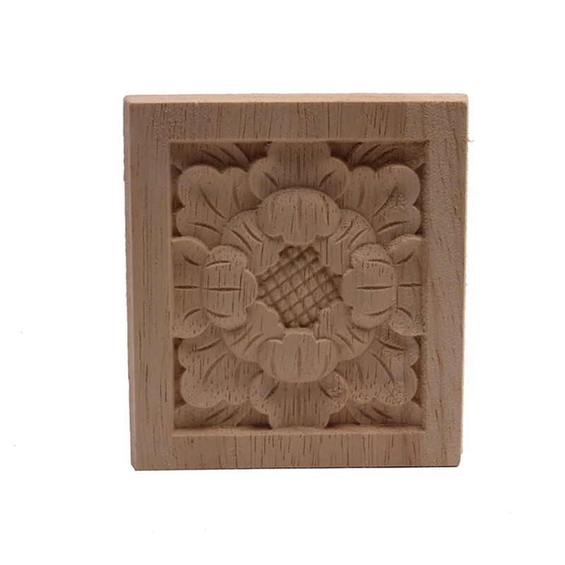 European-style Home Decoration Cabinet Door Bed Decorative Flowers Dongyang Wood Carving White Embryo Long Decals Wood Applique 3
