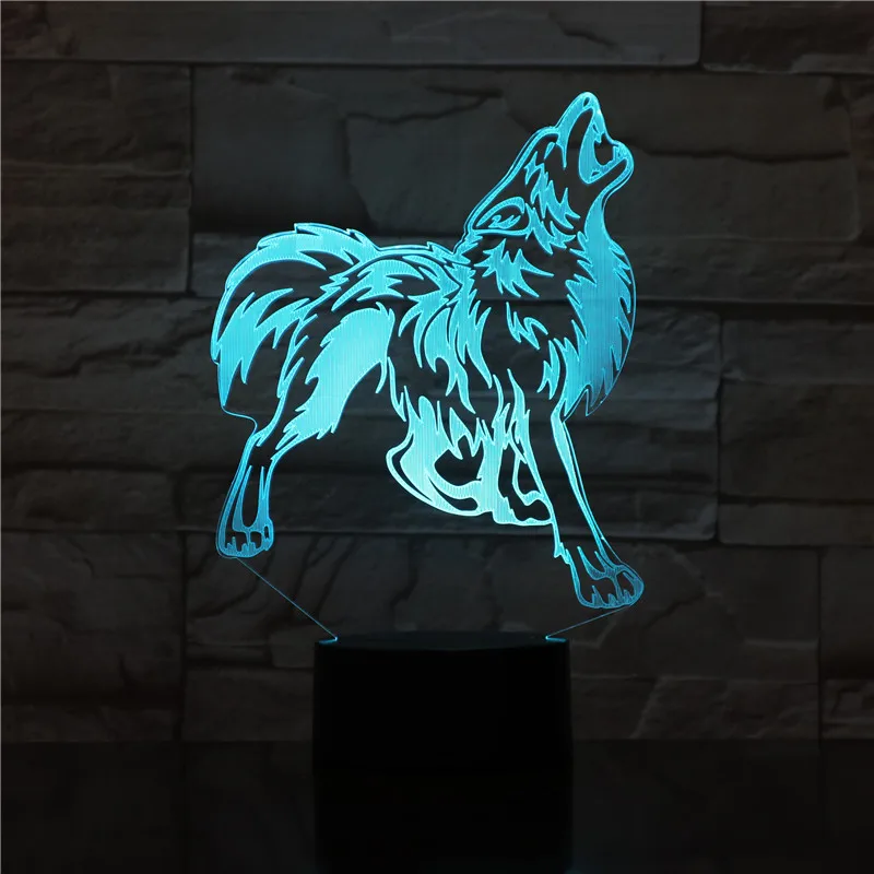 Настольная лампа 3D USB Led визуальный ночник прикроватная лампа для спальни освещение настроение креативная лампа с волком Ночник светильник Декор 1750