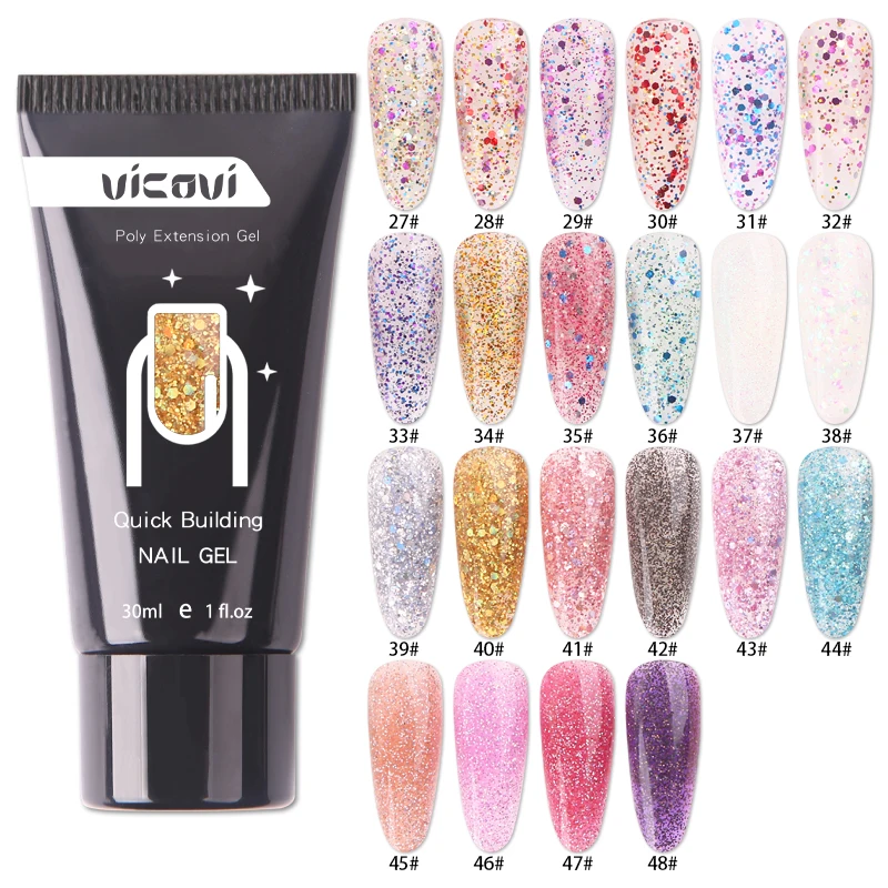 15ml Poly Acrylic Gel For Nail 22 Color Spangle Crystal Extension Gel UV/LED Light Quick Extension Nail Without Paper Holder&_&*