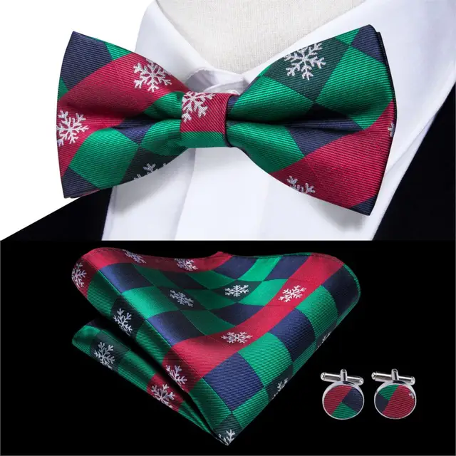 Hi-Tie Classic Black Bow Ties for Men 100% Silk Butterfly Pre-Tied Bow Tie Pocket Square Cufflinks Suit Set Floral Gold Bowties LH-540