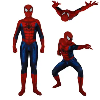 

Adult Ultimate Spiderman Costume Muscle Spandex Lycra Spider-man Jumpsuits For Halloween Costume Cosplay Zentai Cosplay Superher