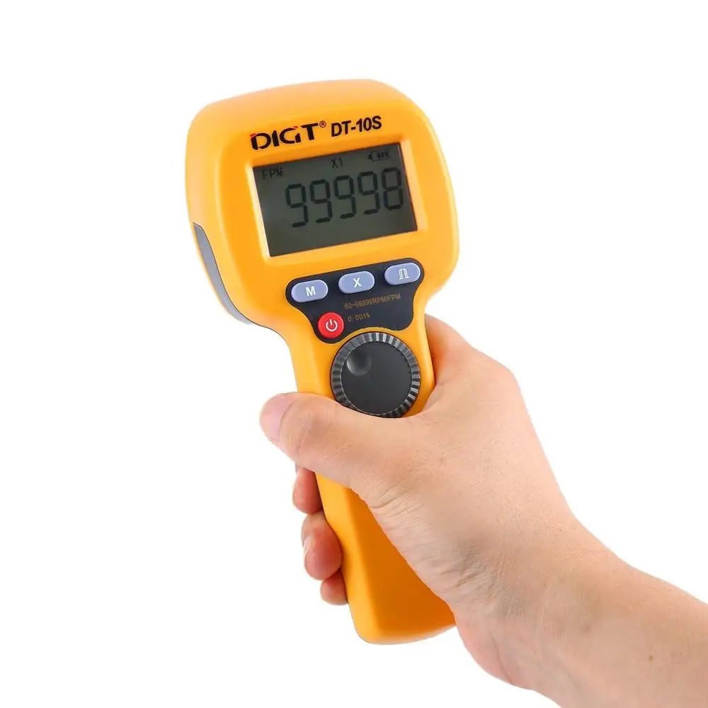 

DIGT DT-10S 7.4V 2200mAh 60-99999 Strobes/min 1500LUX Handhold LED Stroboscope Rotational Speed Measurement Flash Velocimeter
