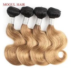 MOGUL HAIR 4/6 Bundles 50g/pc 10 12 inch T 1B 27 Dark Root Honey Blonde Brown Body Wave Remy Human Hair Weave Extensions