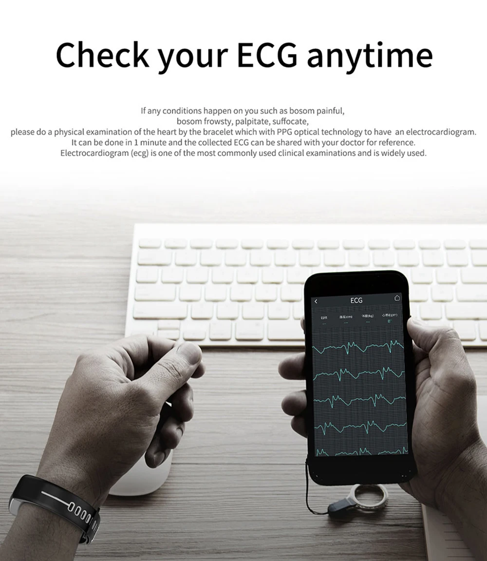 Microwear T02 умный Браслет IP68 Водонепроницаемый 0,9" Bluetooth 4,0 Браслет фитнес-трекер PPG ECG монитор сердечного ритма Smartwatch
