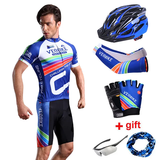 US $17.15 Cycling Outfit Men Bike Clothing Bicycle Clothes Summer Short Sleeve Cycle Jersey Set Pro Team Spor
