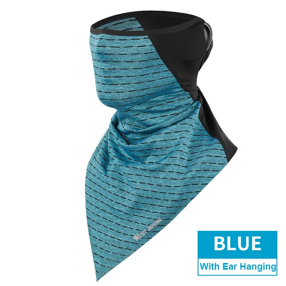 With Ear-Blue WEST BIKING Лето ледяной шелк Велоспорт Половина маска уличная маска для лица шеи гетры бандана головные уборы мужчины женщины велосипед платок маска - Цвет: With Ear-Blue