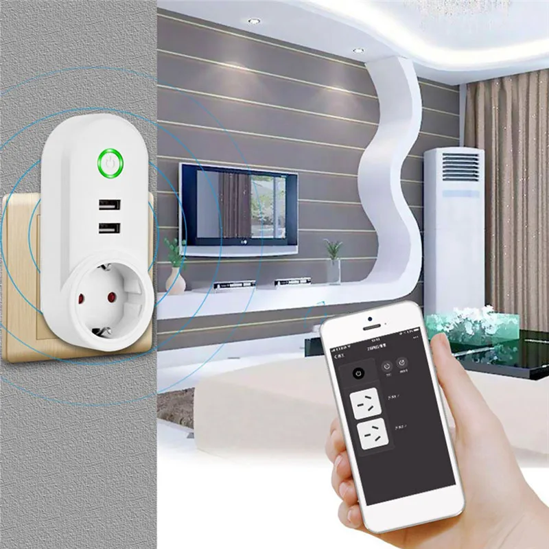 Умная розетка ZigBee с двумя usb-разъемами, разъем US/EU, голосовое управление, совместимый с Alexa, пульт дистанционного управления, адаптер синхронизации