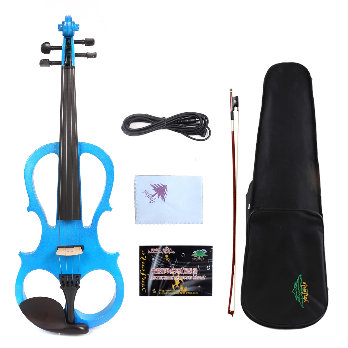 

4 струны 4/4 электрическая скрипка тихий активный пикап твердая древесина черное дерево фитинги для скрипки синий