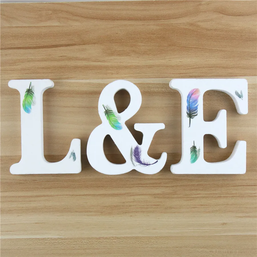 

1pc 10cm Wooden Letters Alphabet Feather DIY Design Art Crafts Name Word Letter Standing Birthday Home Decor Height 3.94 Inches