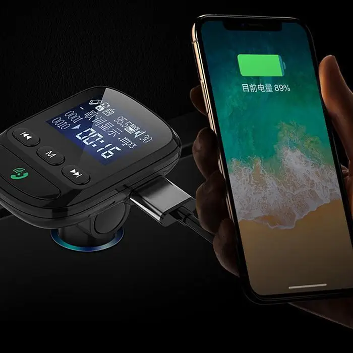 Автомобильное зарядное устройство прикуриватель Bluetooth MP3 50g 12-24V черный передатчик USB 24 часа