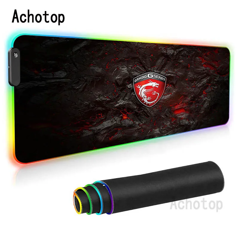 RGB MSI Mouse Pad LED XXL Gamer Anti-slip Rubber Pad Play Mats LED Light Gaming Mouse Pad Gaming for Keyboard Laptop Computer PC