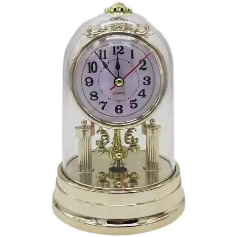 Retro living room clock, silent table clock, rotating pendulum 5