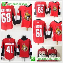 Мужская Хоккейная Футболка Ottawa Erik Karlsson Mark Stone Mike Hoffman