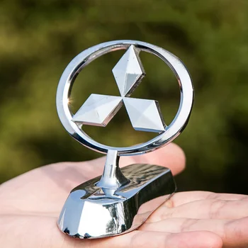 

For Mitsubishi Logo L200 Pajero RALLIART ASX Lancer 9 10 Outlander Eclipse Head Front Badge Car Metal Chromed Emblem Sticker
