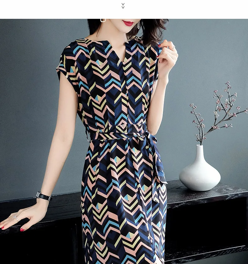 

Silk Dress 2019 Spring And Summer New Style WOMEN'S Dress Mid-length Slim Fit Elegant Elegant Crepe-de-chine Mulberry Silk Skirt