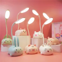 2022 new cute cartoon student dormitory learning reading desk lamp eye protection small bedroom USB charging LED light