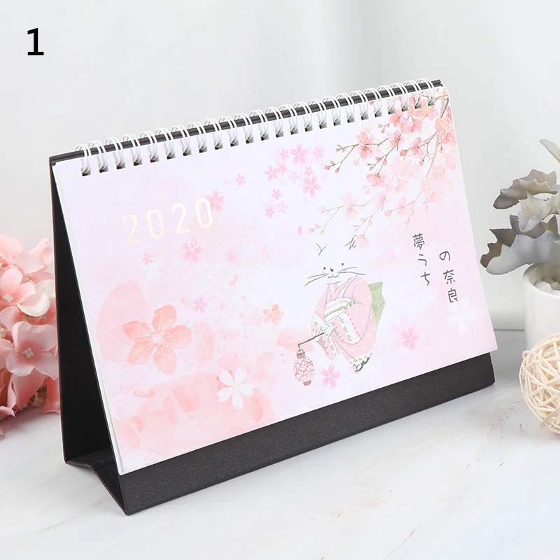 A Год свежий календарь вишни и кошки DIY настольный календарь ежедневник расписание,07~,12 - Цвет: A