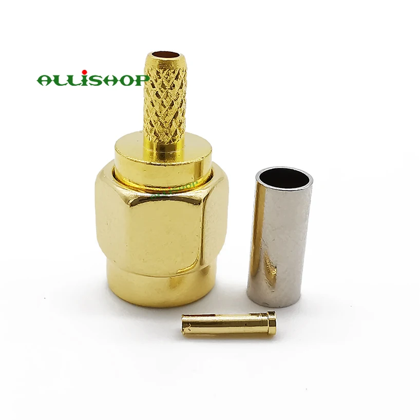 ALLiSHOP оптовая продажа RP SMA штекер адаптер RF коаксиальный разъем обжимной для RG316