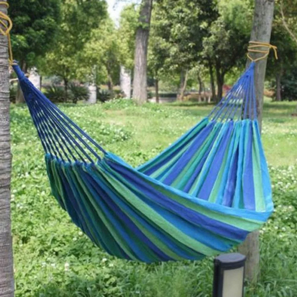 280*80cm 2 Persons Striped Hammock Outdoor Leisure Bed Thickened Canvas Hanging Sleeping Swing For Camping Hunting | Мебель