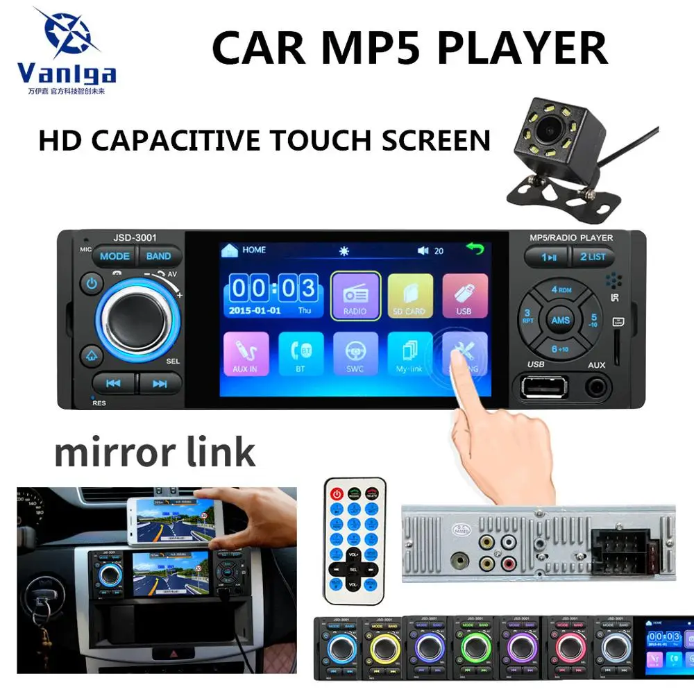Авторадио 1 Din JSD-3001 4,1 MP5 Автомобильный плеер с сенсорным экраном автомобильная стереосистема Bluetooth 1Din Автомобильная радиокамера с зеркальным соединением
