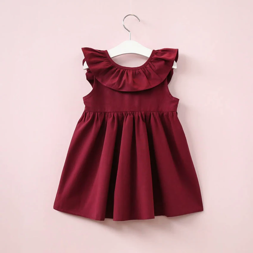 European and American style summer children's clothing new children's girls bow pleated open-back dress Open back