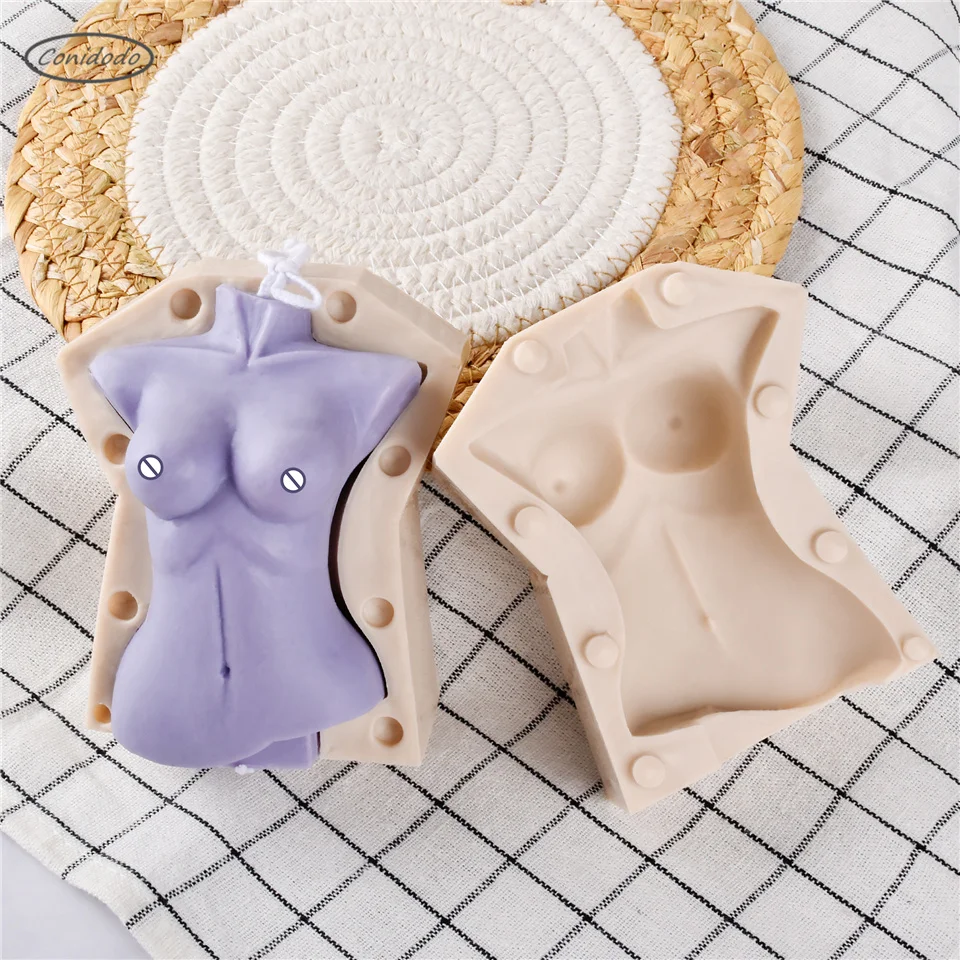 

Slim Female Silicone Body Candle Mold Upper Part Of The Torso Shape Bareness Waist Women Art Making Soap Statue Family Decorates