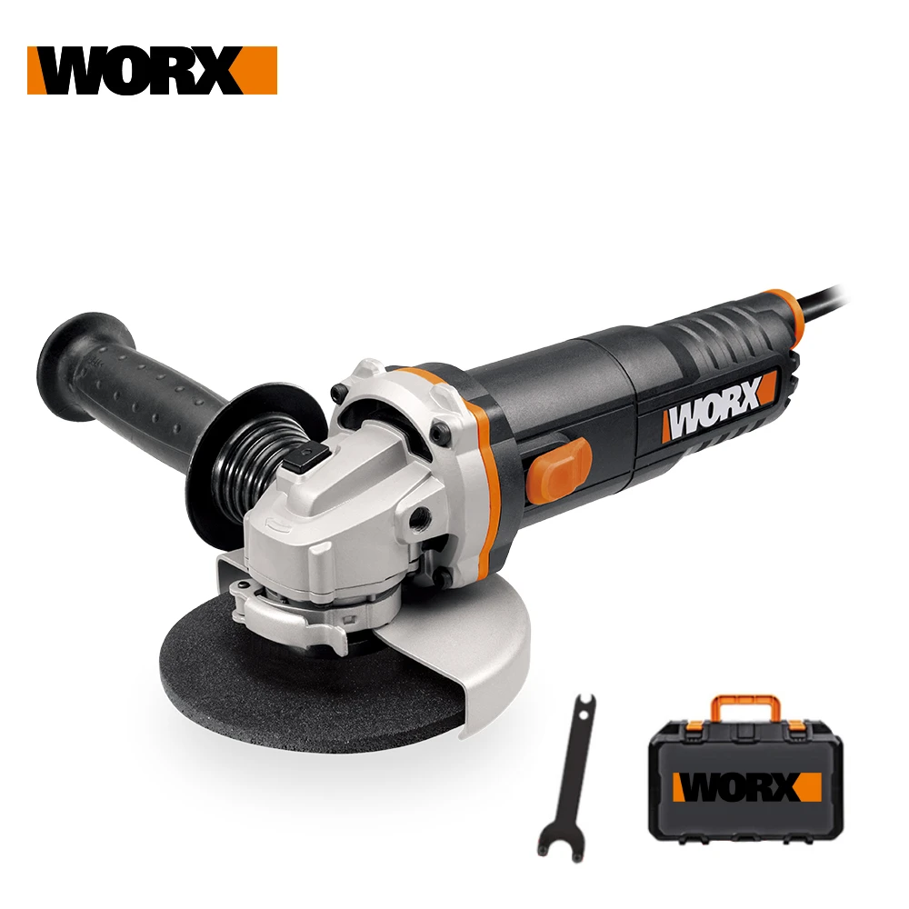 Worx Electric Angle Grinder Machine WX712 860W 220V 125mm Power Tools Handhled Electric Grinding Cutting Tools Anti-vibration grinder handle angle grinder handle anti vibration function black convenient plastic professional use grinding machine tools