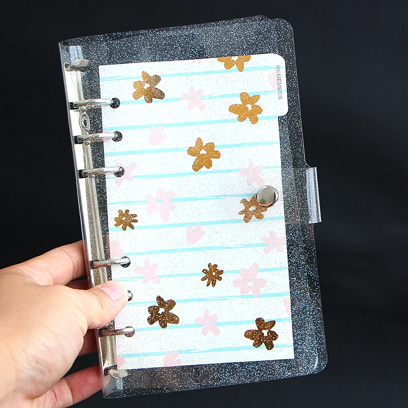 

Shiny A5 A6 Loose-leaf Notepad Cover 6 Holes Replaces Shell Planner Loose Leaf Binder Notebook