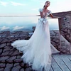 Champagne Boho Wedding Dresses luxury Sexy Backless Princess Bridal Dress Lace Appliques 3D Flowers Beach Long Wedding Gown 1