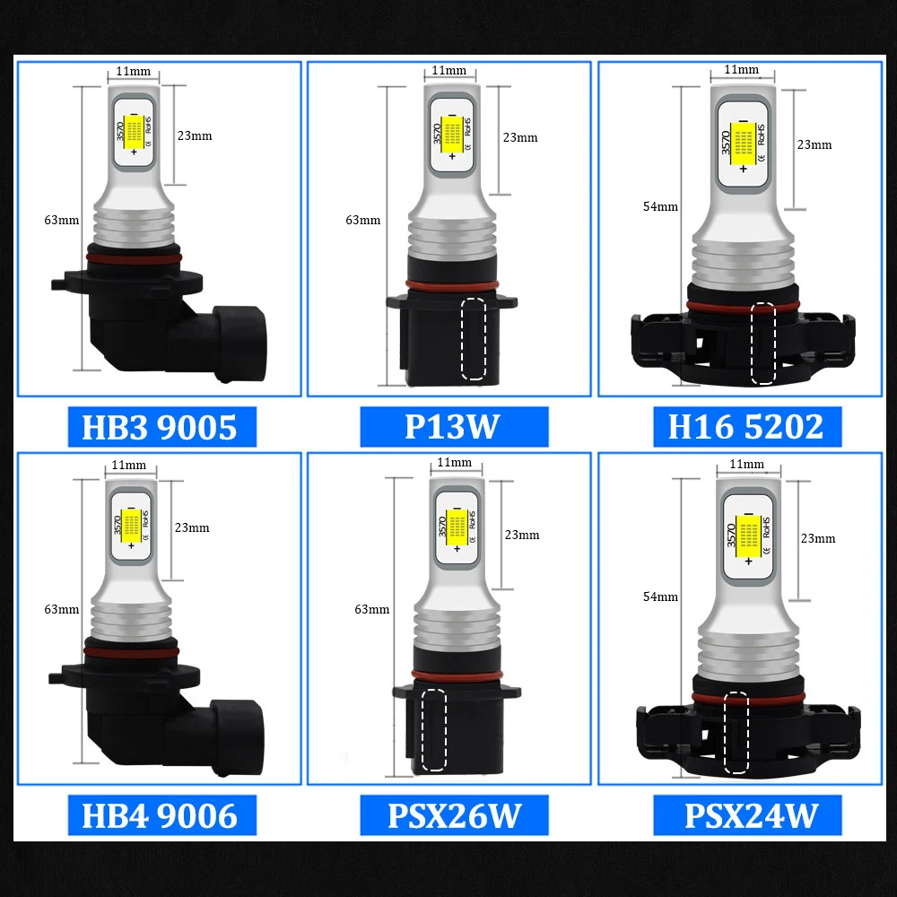 2 шт. H8 H11 H16 светодиодный лампы H10 HB3 9005 HB4 9006 P13W 880 881 H27W1 H27W/комплект одежды из 2 предметов: X 24 Вт 2504 H7 H1 H3 светодиодный туман светильник лампочка 6000 k/3000 k