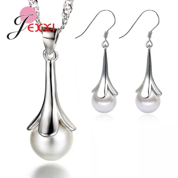 

Top Brand 925 Sterling Silver Jewelry Sets Opal Drop Earrings Concise Pendant Necklaces For Women Korean Trend Joyas Lovers Gift