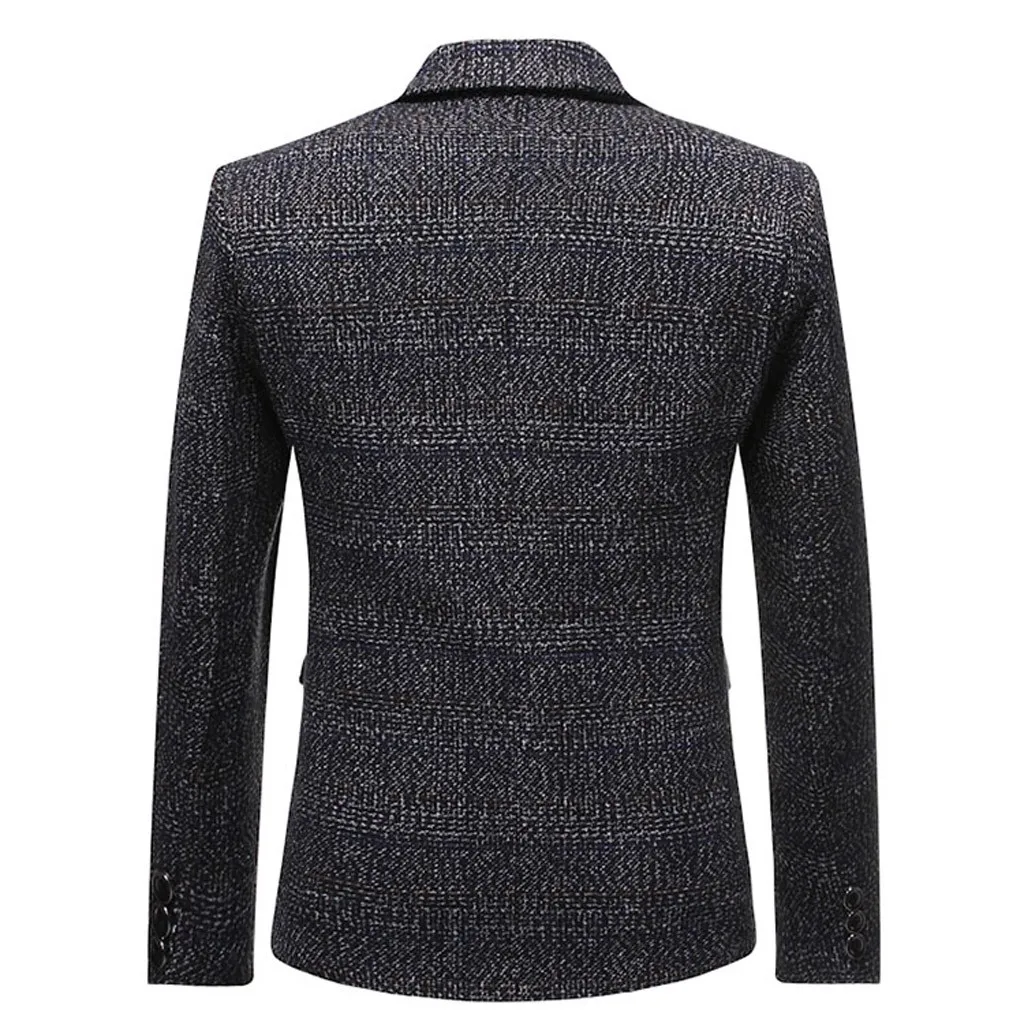 Клетчатый Блейзер, мужские куртки, мужские пиджаки со стоячим воротником, приталенный Мужской Блейзер, черный пиджак, Свадебный деловой пиджак, размер M-3XL