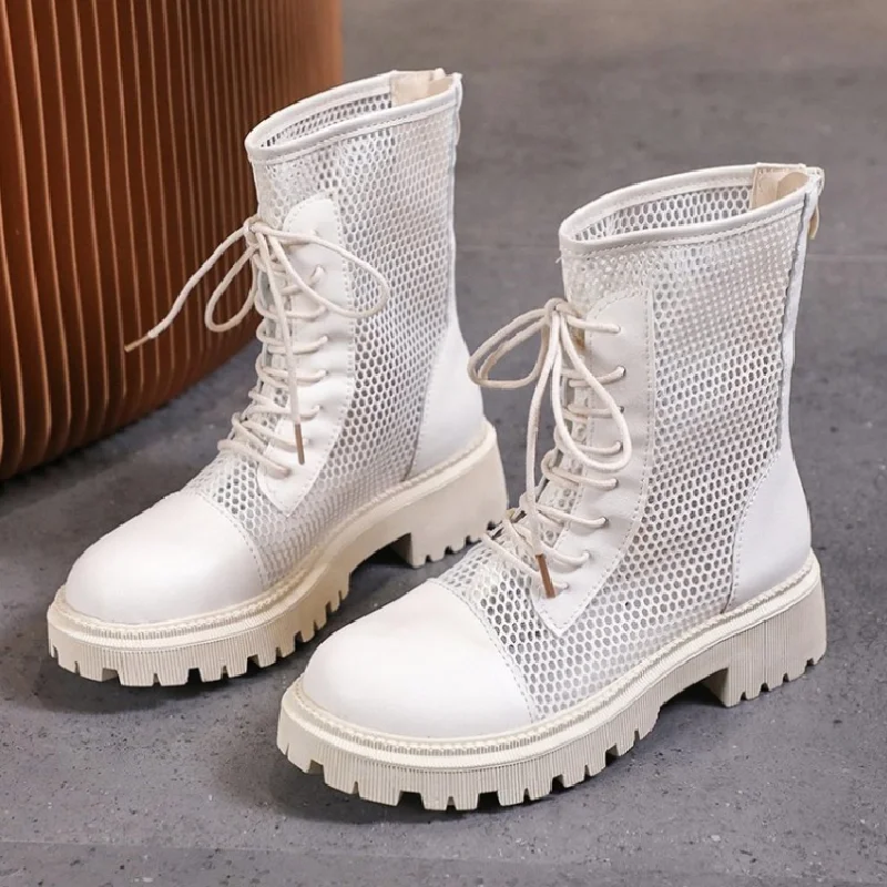 

Thick-soled Martin boots women's summer breathable thin section 2021 new mid-tube women's short boots wild summer boots