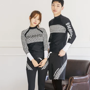 

Rashguards for Women men Long Sleeve shirt pants shorts Couples plaid printed swimsuit Bathing Suits Beach Wear Rash guards