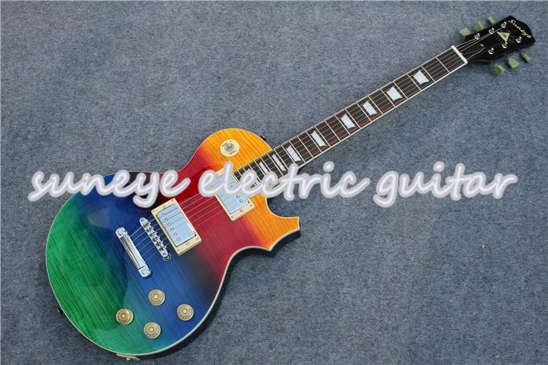 

Suneye Chrome Hardware Standard Electric Guitar Colorful Tiger Grain Glossy Finish Guitarra Custom Guitar Electric Kit Available