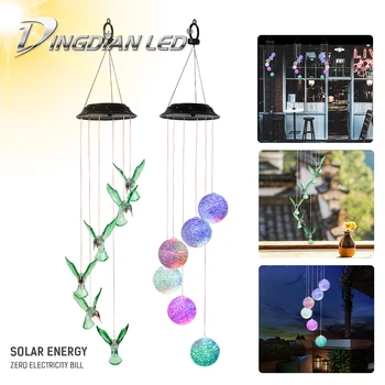 

RGB Wind Chimes Waterproof Solar Powered LED Lamp Wind Chime Adjustable Hanging Color Changing Craft Girl Kid Room Hanging Decor
