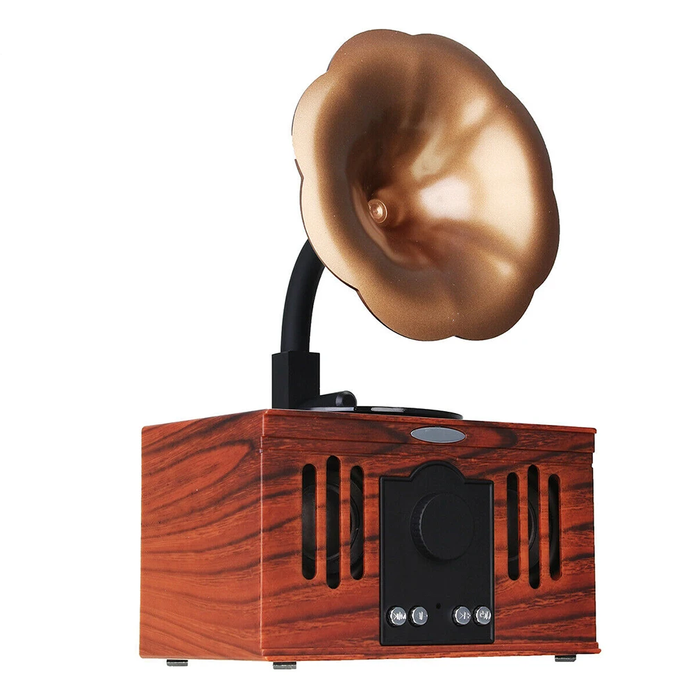 Беспроводной Bluetooth динамик ретро-граммофон Форма USB музыкальный плеер Aux вечерние fm-радио перезаряжаемый домашний стерео сабвуфер