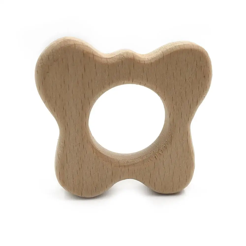 Beech Wood Прорезыватель Мультяшные деревянные животные Детский Прорезыватель игрушка безопасный новорожденный дети Прорезыватель игрушки Жевательная из силикона бусы Товары для малышей
