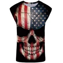 Kyku Amazon мужской жилет Скелет 3D цифровая печать Национальный флаг вырез лодочкой Досуг Футболка напрямую от производителя Selli