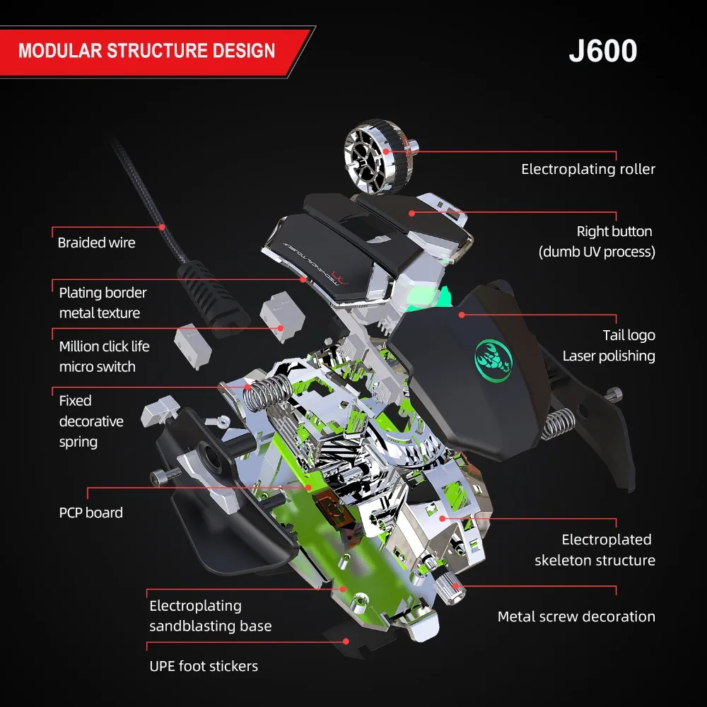 Профессиональная Проводная игровая мышь, 6400 dpi, 9 клавиш, Макросъемка, проводная мышь, Офисная геймерская мышь, дыхательная подсветка для компьютера, ноутбука, ПК, PUBG