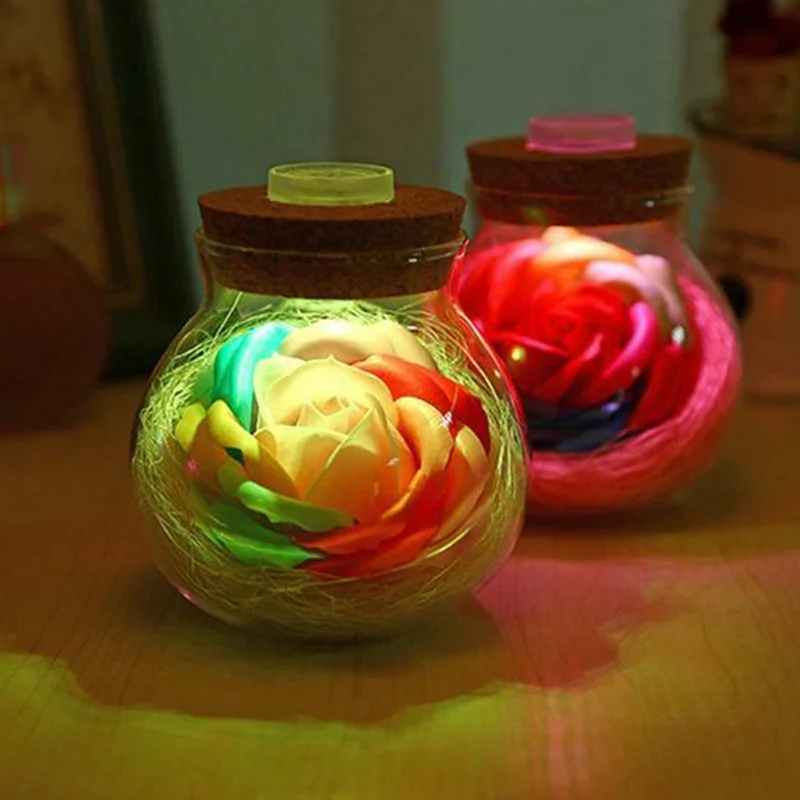 Perfect Gift for Girl Bloom LED Rose Bottle Lamp Flower Bottle Light with Remote Control Night Light HVR88