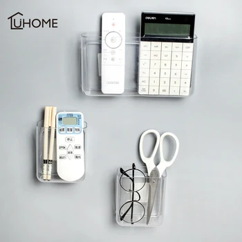 

Clear Wall Mounted Storage Box Remote Control Storage Case Pen Holder Home Office Sundry Container Storage Stationery Organizer