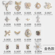 

Explosive Net Red Zircon Nail Bow Love Heart Crystal Flower Pearl Ring Nail Sticker Real Gold Color Preservation