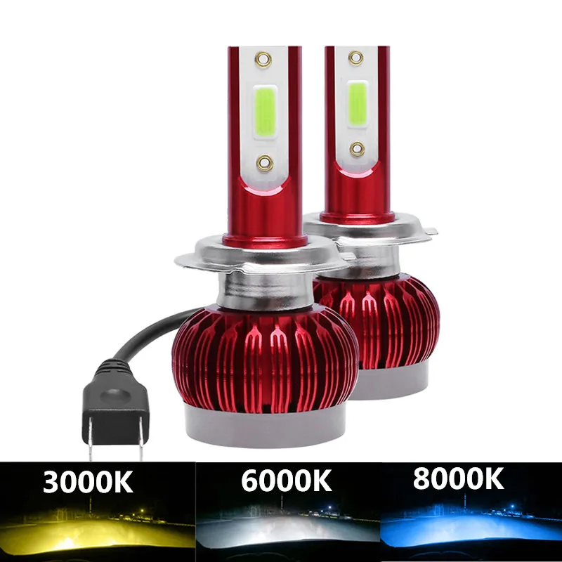 

2Pcs H7 LED Mini Car Lights H1 H4 H11 HB3 HB4 9005 9006 Led Headlight Bulbs 50W 9000LM Super Bright Auto Lamp 3000K 6000K 8000K