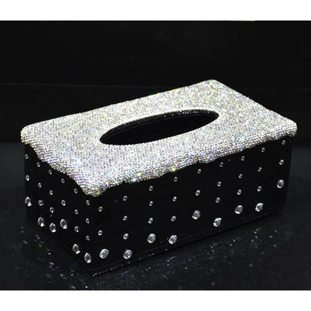 Details about   Shiny Bling Rhinestone Paper Towel Box Napkin Cover Tissue Case Home Car Black 
