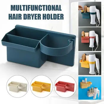 

Wall-Mounted Bathroom Hair Dryer Holder Water-Resitant Bathroom Organizer Rack with Two Slots Organizer Shower Home Accessories