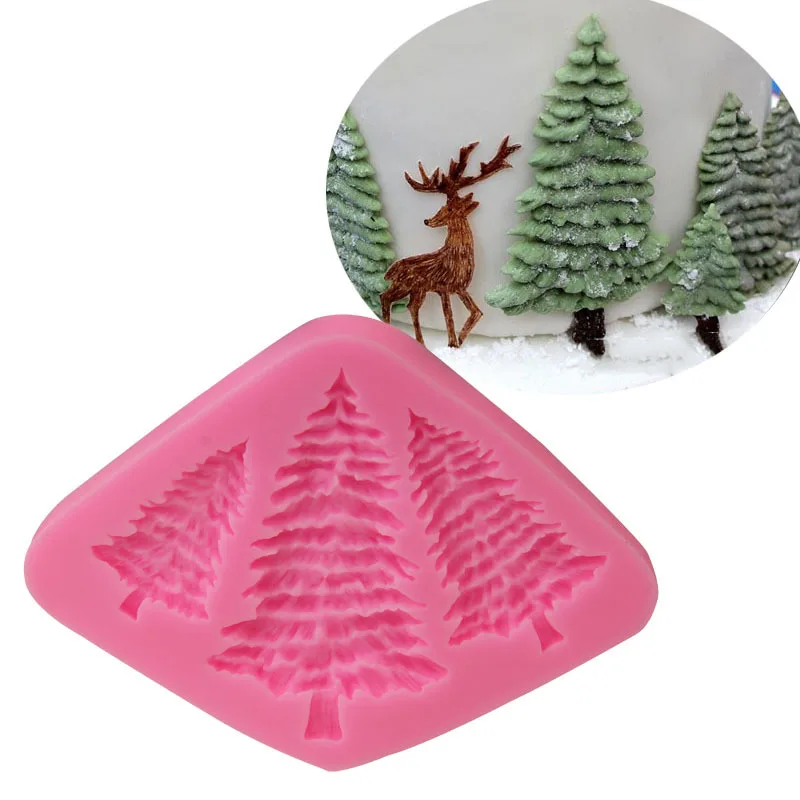 

3 Christmas Trees Silicone Molds Fondant Mold Sugar Craft Tools and Gum Paste Mold Cake Decoration Tool
