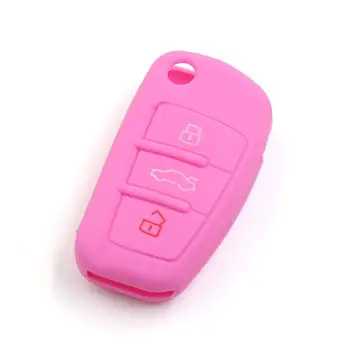 

uxcell Pink Silicone Car Remote Flip Key Fob Cover Case for Audi A1 A3 A4L A6L Q7 Q5 Q3